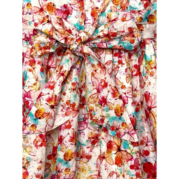 Pastourelle NYC Girls’ Dress 6 Butterfly Print Fit Flare Ruffle Cap Sleeve Ties - Picture 10 of 16
